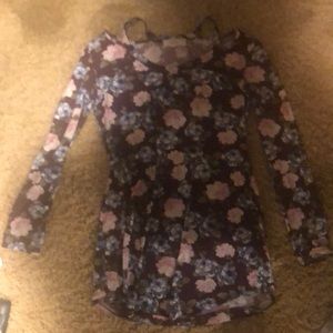 A purple floral dress.